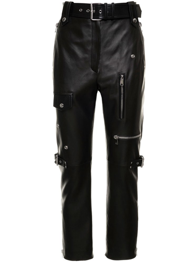 Alexander Mcqueen Belted Buckle Detailed Trousers In Black
