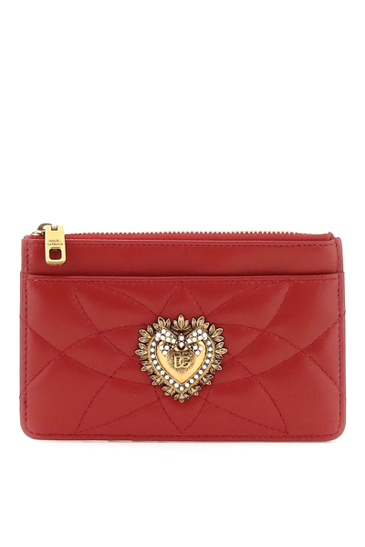Dolce & Gabbana Devotion Zipped Card Holder In Red