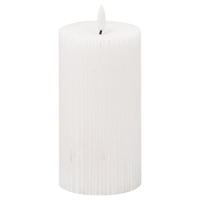 Hill Interiors Luxe Collection Ribbed Natural Glow Electric Candle In White