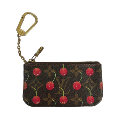 Pre-owned Louis Vuitton X Takashi Murakami Louis Vuitton Monogram Cherry Key Pouch Wallet In Brown
