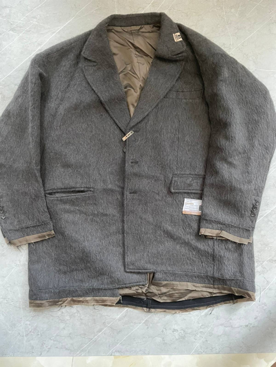 Pre-owned Miharayasuhiro Shaggy Chesterfield Coat 44 In Grey