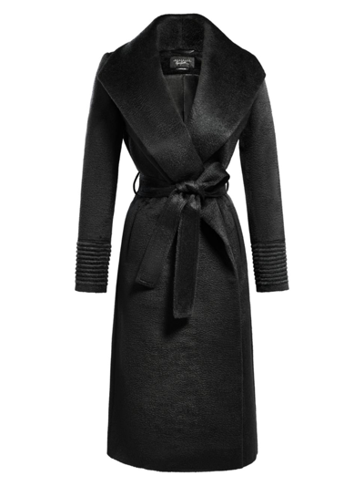 Sentaler Belted Alpaca-blend Wrap Coat In Black