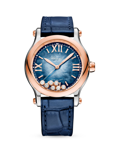 Chopard Women's Happy Sport Diamond & Mother-of-pearl Watch In Blue