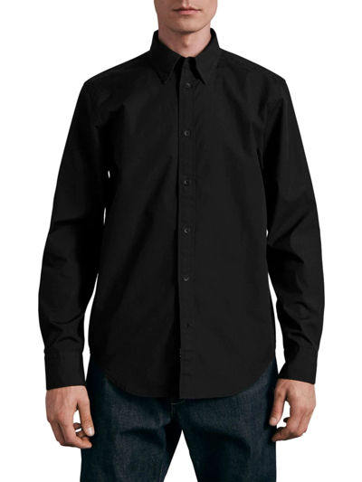 Rag & Bone Icons Zac 365 Poplin & Jersey Slim-fit Shirt In Black