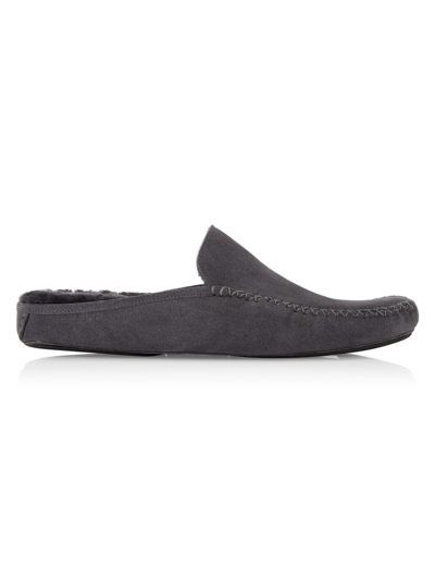 Manolo Blahnik Crawford Suede Slippers In Dark Grey