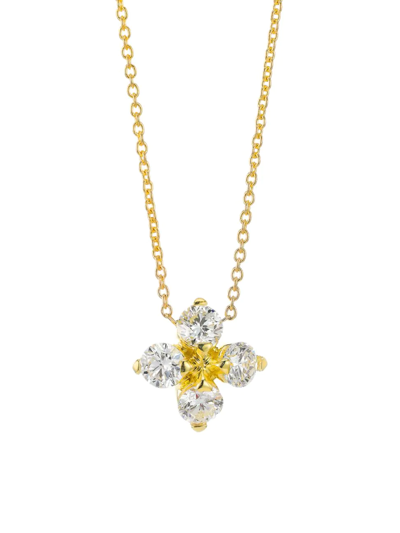 Roberto Coin Women's Love In Verona 18k Yellow Gold & Diamond Flower Pendant Necklace