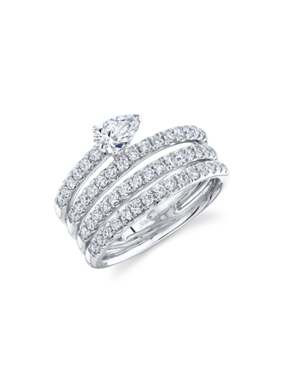 Saks Fifth Avenue Women's 14k White Gold & 1.28 Tcw Diamond Wrap Ring