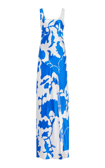 Sir Esme Abstract Print Silk Satin Maxi Dress In Blue