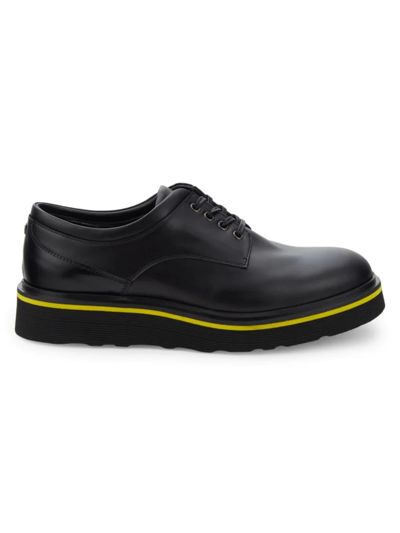 Ungaro Men's Leather Derby Shoes In Black Yellow