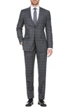 ENGLISH LAUNDRY PLAID TWO BUTTON PEAK LAPEL WOOL BLEND TRIM FIT SUIT