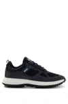 Hugo Boss Mixed-material Golf Shoes With Rubberized Sole In Dark Blue