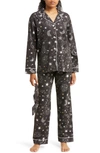 Pj Salvage Long Sleeve Cotton Flannel Pajamas & Headband Set In Charcoal Cosmic
