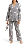 Pj Salvage Long Sleeve Cotton Flannel Pajamas & Headband Set In Grey