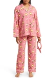 Pj Salvage Long Sleeve Cotton Flannel Pajamas & Headband Set In Gerber