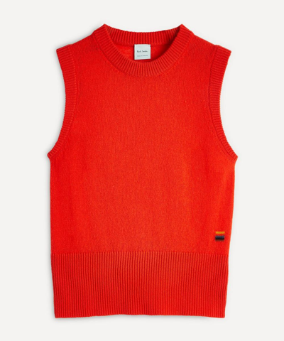 Paul Smith Knitted Crew-neck Vest In Orange