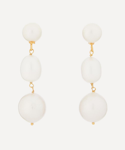Shyla 22ct Gold-plated Tilda Baroque Pearl Drop Earrings In White