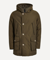 Woolrich Army Green Cotton Blend Down Jacket In Dark Green