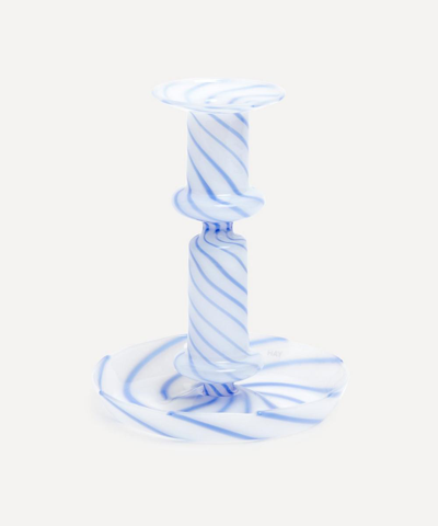 Hay Flare Stripe Candle Holder In Blue