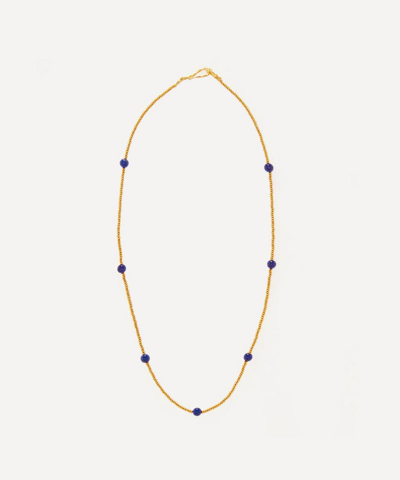 Shyla 22ct Gold-plated Cami Lapis Bead Necklace
