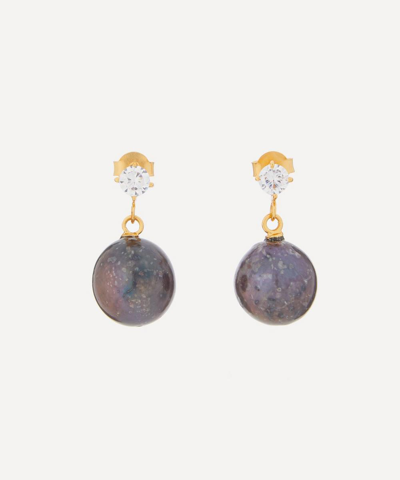 Shyla 19ct Gold-plated Silver Cassandra Black Pearl Drop Earrings
