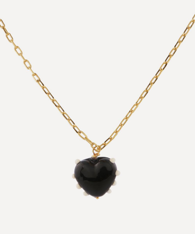 Sandralexandra 18ct Gold-plated Milagros Heart Pendant Necklace In Black
