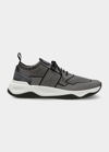 Berluti Gray Shadow Leather-trimmed Sneakers With Sock-like Fit In Gray