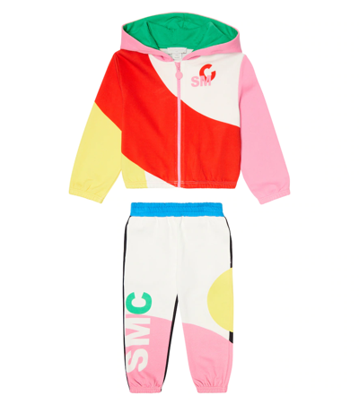 Stella Mccartney Kids' Colorblocked Cotton Tracksuit In Red