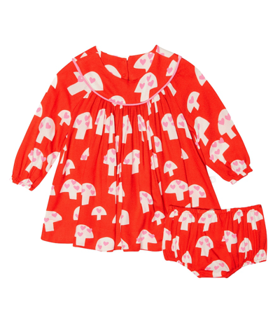Stella Mccartney Baby Printed Dress And Bloomers Set In Rosso/bianco