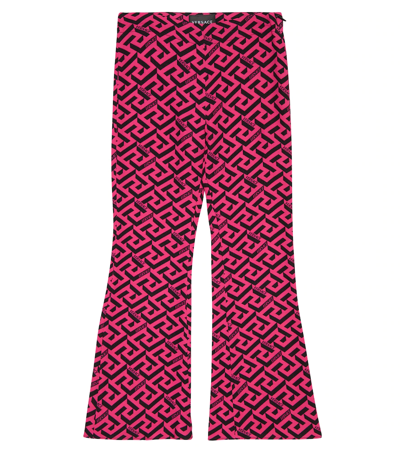 Versace Kids' Greca Printed Cady Pants In Fuchsia