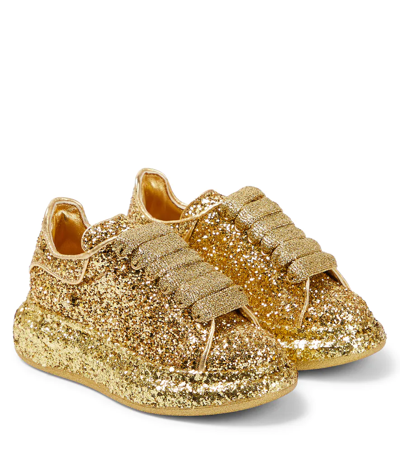 Alexander Mcqueen Kids' Oversized Glitter-detail Sneakers In Gold