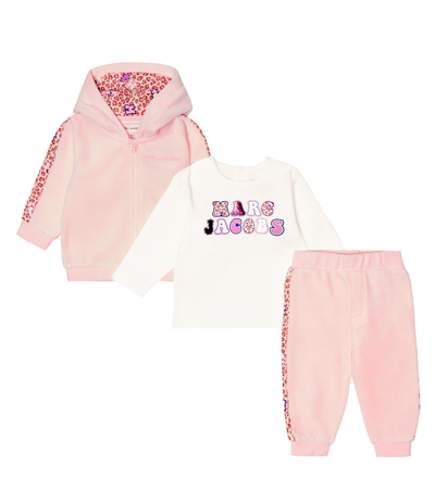 Marc Jacobs Baby Tracksuit And T-shirt Set In Pink