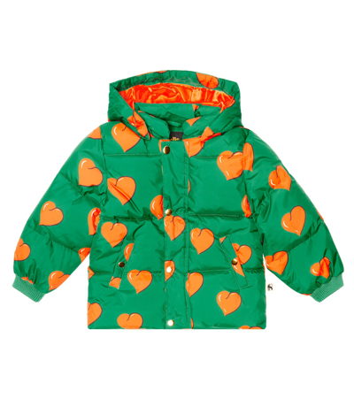 Mini Rodini Kids' Girls Green Hearts Puffer Jacket