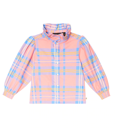 Mini Rodini Kids' Checked Cotton Flannel Shirt In Pink
