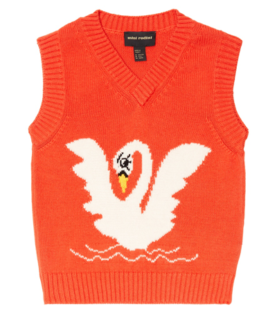 Mini Rodini Kids' Intarsia Wool Vest In Red