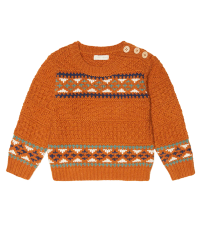 Louise Misha Kids' Cosmo Intarsia Wool-blend Sweater In Cinnamon