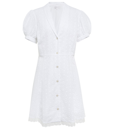 Caroline Constas Bel Buttoned Cotton Minidress In White