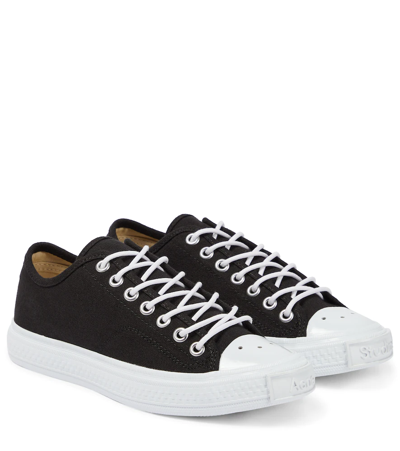 Acne Studios Low-top Canvas Trainers In Black,off White
