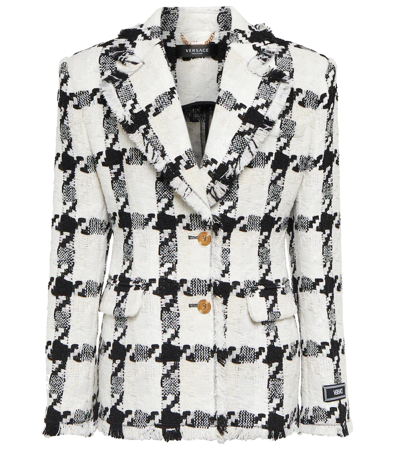 Versace Notched-lapel Single-breasted Jacket In Bianco & Nero