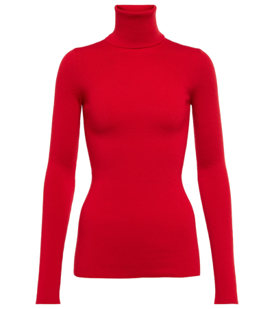 Gucci Fine Rib Wool Turtleneck Sweater In Red