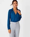 Ann Taylor Petite Camp Shirt In Lavish Blue