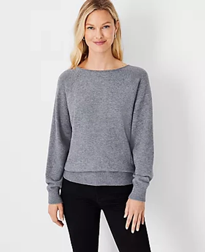 Ann Taylor Boatneck Sweater In Medium Heather Grey