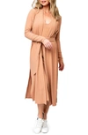 Gibsonlook Ribbed Longline Cardigan In Almond