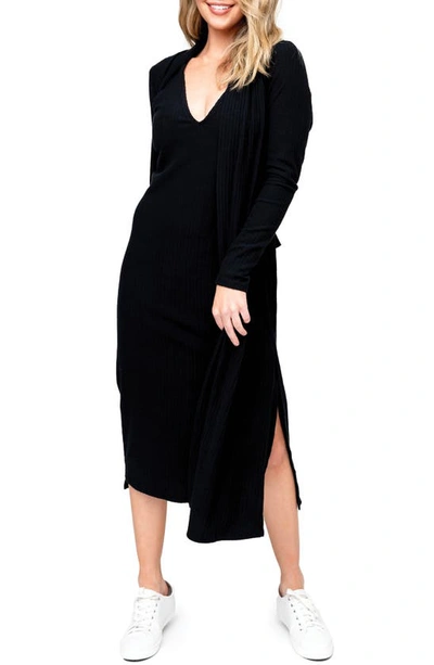 Gibsonlook Ribbed Longline Cardigan In Black