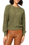 Gibsonlook Cable Knit Sweater In Olive
