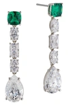 Nadri Shine On Cubic Zirconia Drop Earrings In Silver/green