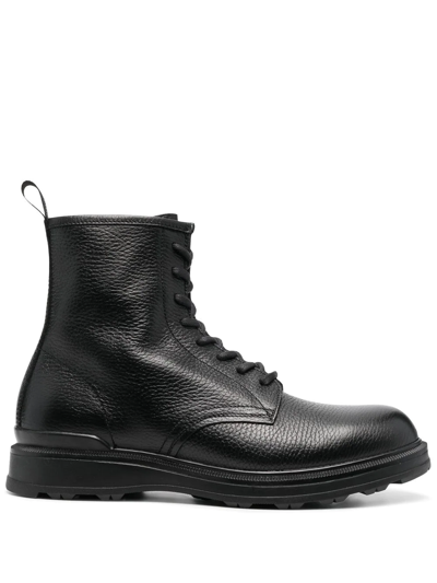 Woolrich Side-zip Leather Boots In Schwarz
