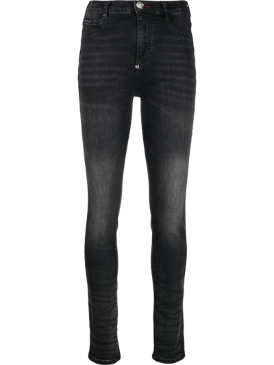 Philipp Plein High-waist Skinny-cut Jeans In Schwarz