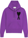 Ami Alexandre Mattiussi Ami De Coeur Logo Embroidered Knitted Hoodie In Purple