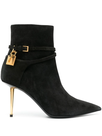 Tom Ford 85mm Suede Ankle Boots In Schwarz