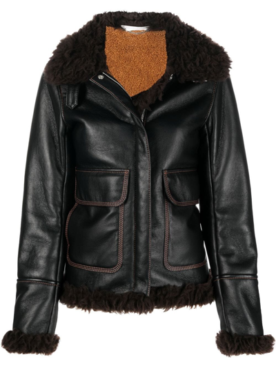 Stella Mccartney Trimmed Faux Leather Jacket In Black